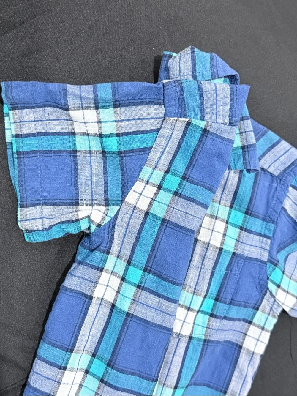 The Children's Place Blue Plaid Short-Sleeve Button-Down Shirt